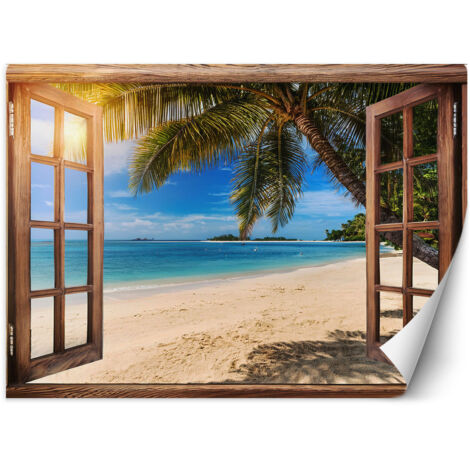 Papier peint Vue de la fenêtre Plage tropicale 250x175