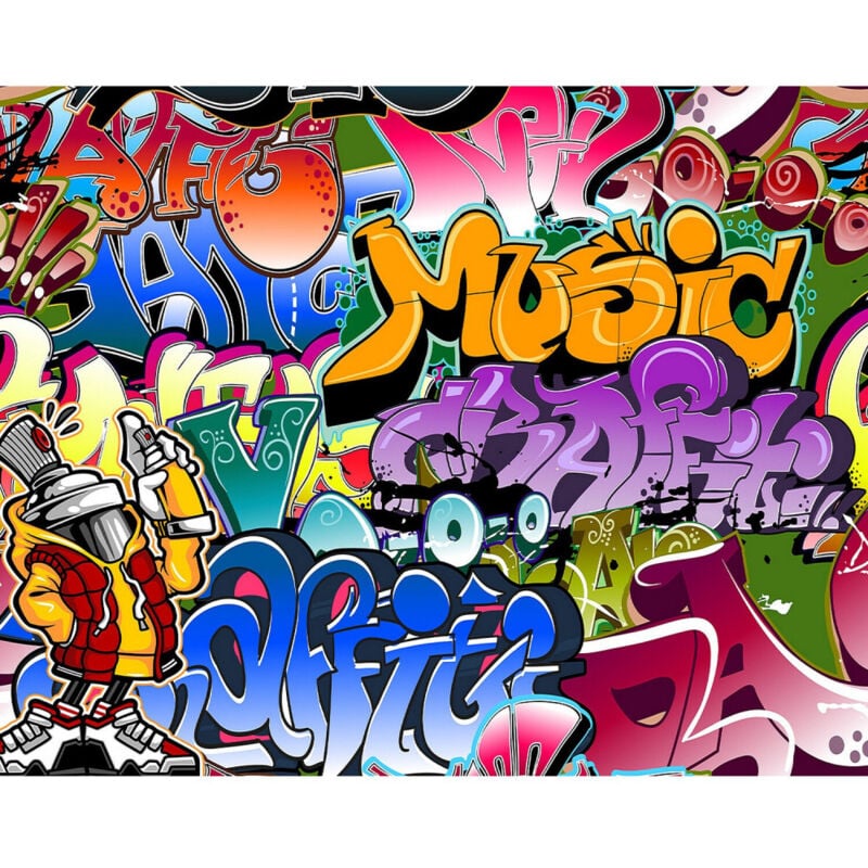 Papier peint Walltastic graffitis avec personnage en forme de bombe de peinture 305x244 cm