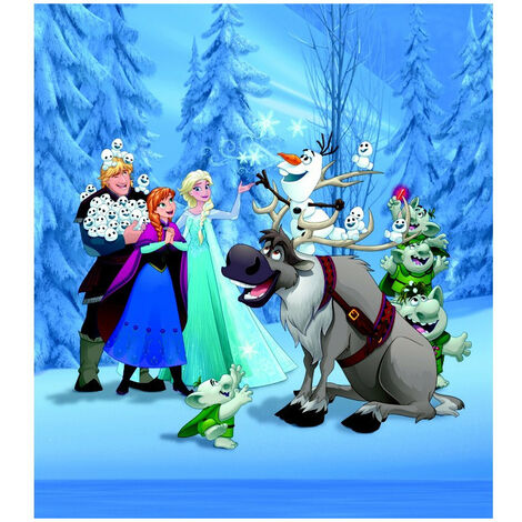 Papier peint XL intisse La Reine des Neiges et tous ses amis de Disney 180X202 CM - Multicolor