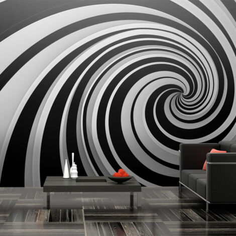 Papier Peint XXL "Black & White Swirl" 270x550cm