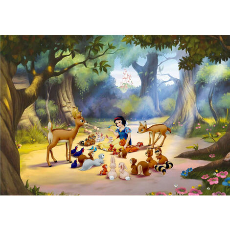 Papier peint XXL intisse Blanche Neige & animaux de la forêt 360X255 CM - Multicolor