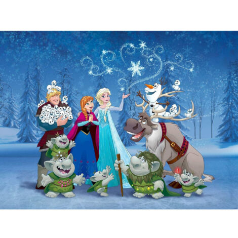 Papier peint XXL intisse La Reine des Neiges et les Trolls Disney Frozen 360X255 CM - Multicolor