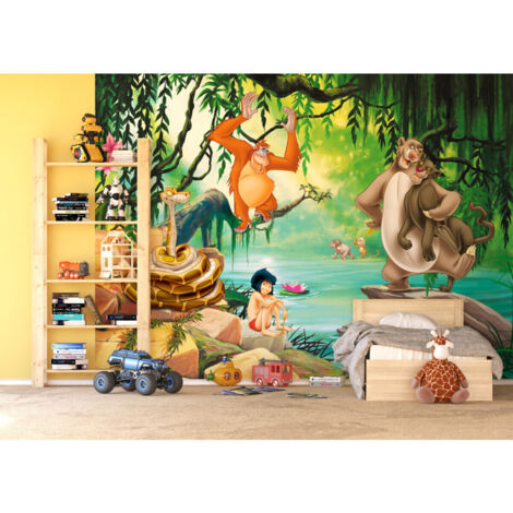 Papier peint XXL intissé Le Livre de la Jungle Disney – Dimensions 360x270 cm – Impression numérique écologique – Lavable et facile à poser – Ag Art