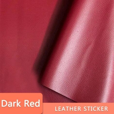 Papier peint,Patch de réparation auto-adhésif en cuir PU,pour sièges de voiture,papier peint imperméable- Dark Red -50CM x 137CM[B]