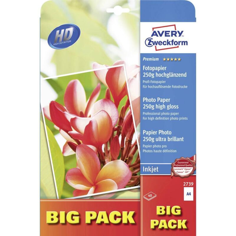 Avery-Zweckform Premium Photo Paper Inkjet 2739 Papier photo DIN A4 250 g/m² 40 feuille(s) ultra-brillant