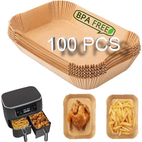 Papier sulfurisé pour friteuses à air chaud, 100 feuilles, 22 cm de diamètre, compatible avec les friteuses à air chaud Ninja (7,5-10 L), les modèles Ninja AF300EU, AF400EU, Princess et autres friteus