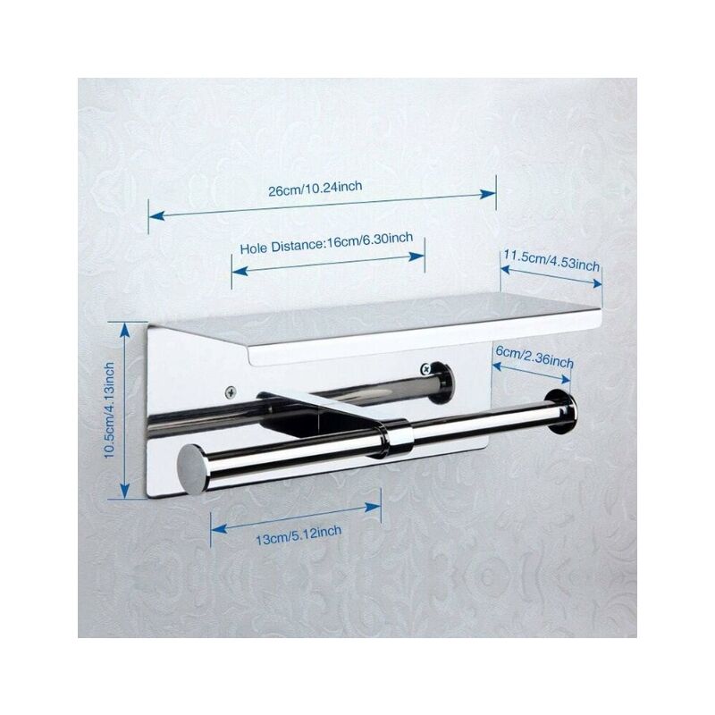 Papier Toilette Double, Mural avec Deux Rouleaux, Etagère de Rangement en 304 Acier Inoxydable, Porte Rouleau de wc avec Support de Téléphone, pour