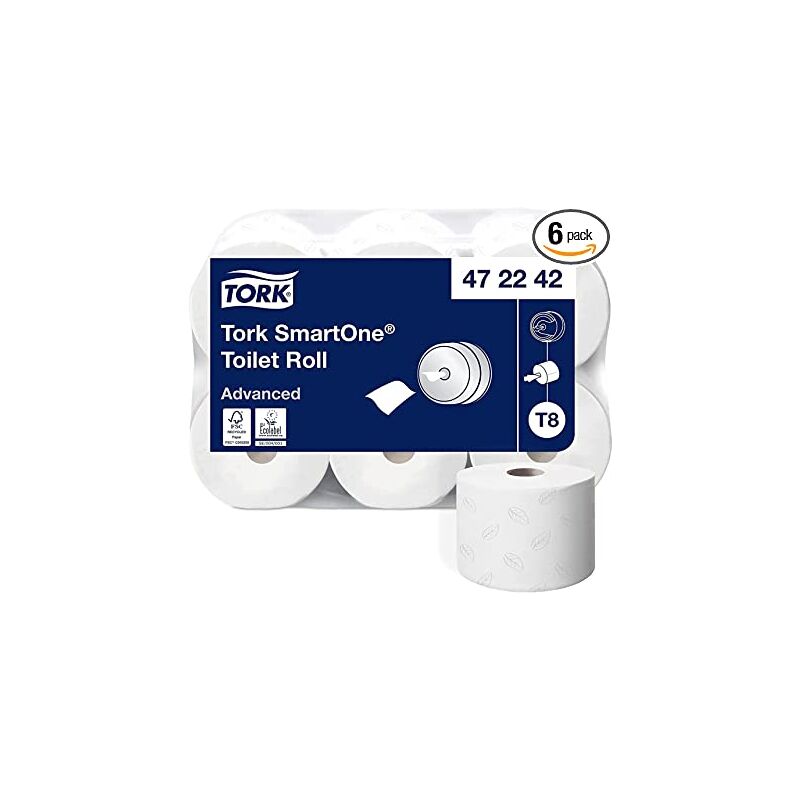 SmartOne Papier toilette rouleau blanc T8, Advanced, 2 plis, 6 x 1 150 feuilles, 472242 - Tork