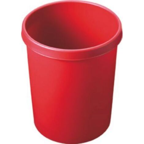 Papierkorb 45l H480xØ390mm m.Griffrand Kuntstoff rot HELIT