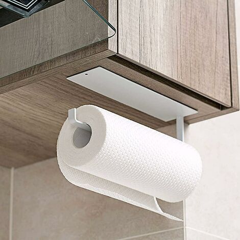 Papierrollenhalter Küchenhandtuchhalter Plastikfolie Aufbewahrungsregal Rollenpapierhalter (weiß)