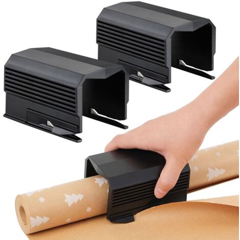 Papierrollenschneider für Verpackungen, schwarz, 4,5 x 2,9 x 2,75 Zoll, 2 Stück, Schneidematerial, Geschenkpapierrolle für Geburtstage.