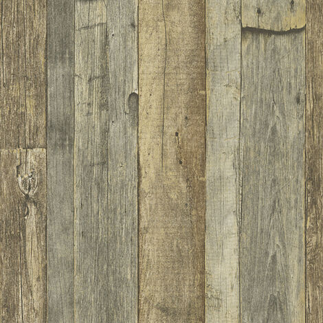 Papiers peints facile à poser parfaits pour salon & cuisine | Papier peint intissé effet bois rustique | Tapisserie motif bois marron - 10,05 x 0,53 m