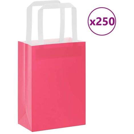 Papiertragetaschen 250 Stk. mit Henkeln Rosa 15x8x21 cm vidaXL