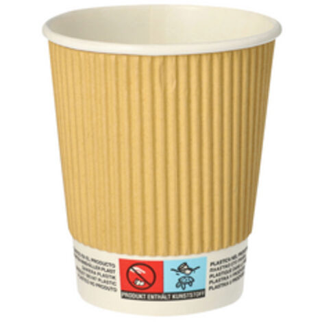 Papiertrinkbecher, 0,2 l, Durchmesser 8 cm, 9 cm, Ripple Wall, 25 Stück