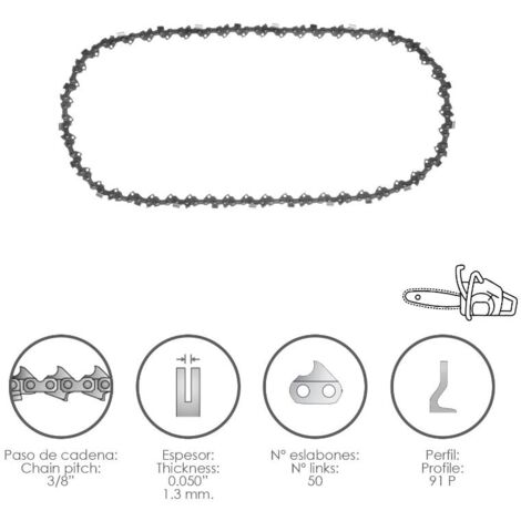 PAPILLON cadena motosierra 3/8 / 0.050 1,3 mm. / 50 eslabones / 91 p