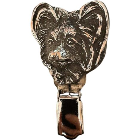Papillon, Continental Spaniel - Brosche mit Clip, Startnummernhalter, Geschenk zur Art-Dog Hundeausstellung