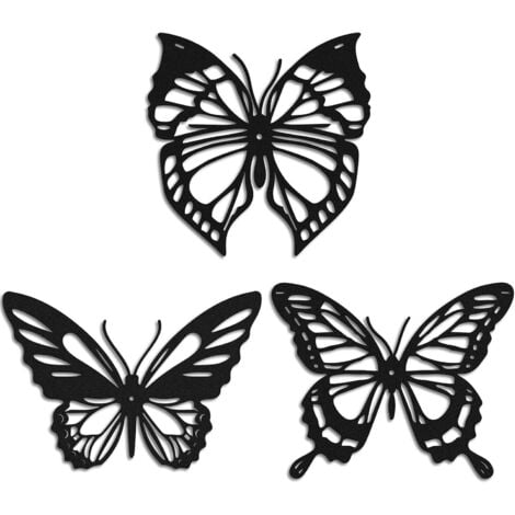 Papillon en Métal decoration murale noir, (3 Pack)decoration murale decoration anniversaire décoration decoration chambre mariage accessoires intérieure salon maison tableau decoration murale salon