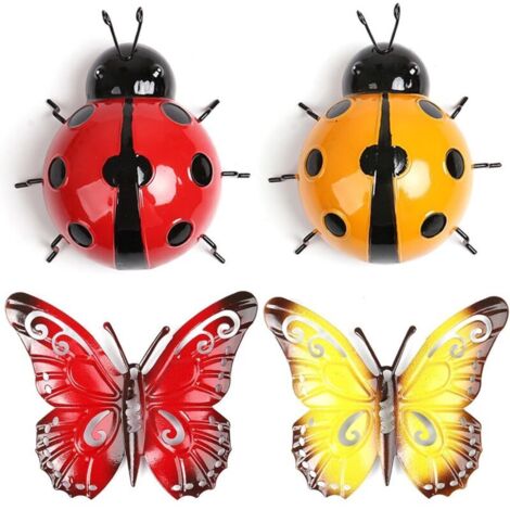 Papillon en métal pour jardin, art mural extérieur, décoration murale en fleurs pour terrasse ou jardin