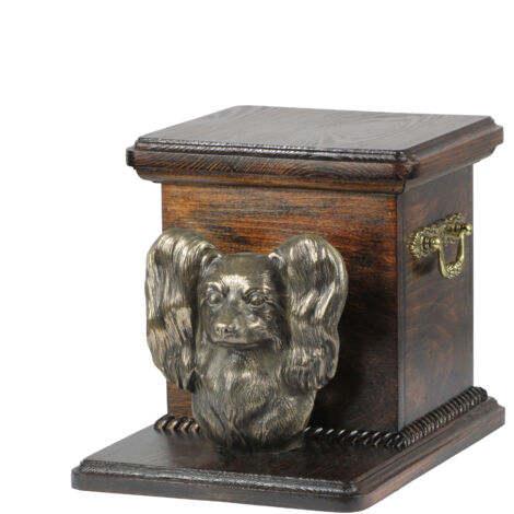 Papillon, Épagneul Continental - Urne pour cendres de chien avec statuette, urne élégante pour chien, urne unique avec buste de chien par Art-Dog