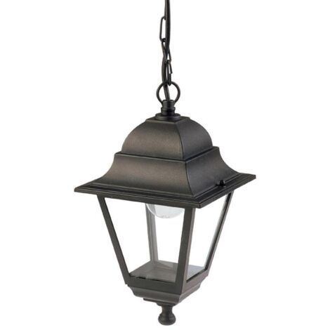 PAPILLON farol jardín suspendido negro , Farol jardín suspendido.- Medidas: 18x35 (alt.) cm.- IP43- Color: negro.- Cuerpo aluminio fundido.- Accesorio