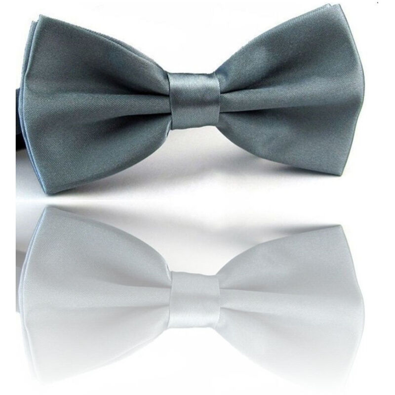 TrAdE Shop Traesio-Papillon Seta Grigio Perla Cravattino Farfallino Cravatta Frack Uomo Donna