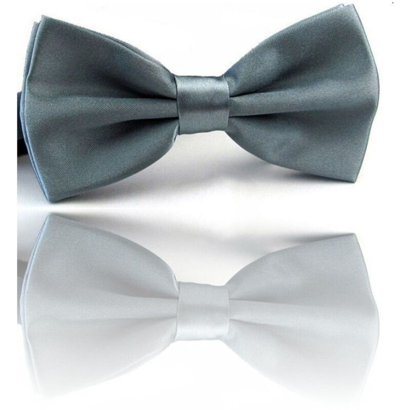 Trade Shop - Papillon Seta Grigio Perla Cravattino Farfallino Cravatta Frack Uomo Donna -