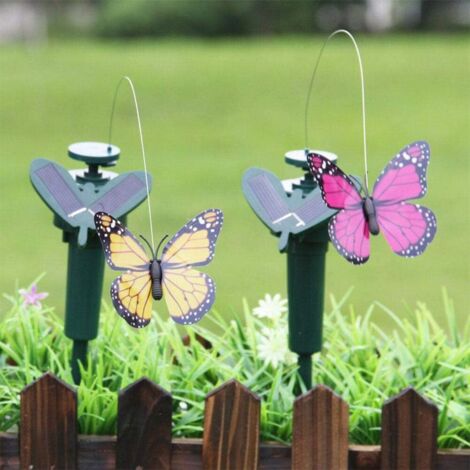 papillon Solaire, 2PCS Réaliste papillon Flottants Alimentés par L'Énergie Solaire et par Piles, papillon Solaire en ABS pour Décoration de Jardin, Cour, Plantes et Patio (Couleur Aléatoire)