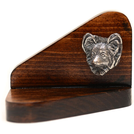 Papillon, Spaniel continentale - candelabro in legno con un cane, portacandele, memoriale per cani di Art-Dog