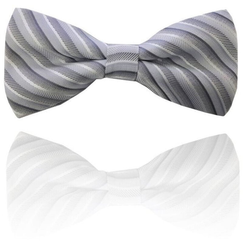 Papillon Strisce Grigio Chiaro Righe Cravattino Farfallino Cravatta Frack Papion - - Trade Shop Traesio