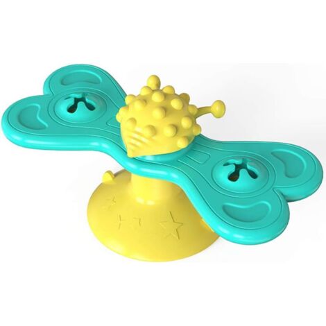 Papillon tournant moulin à vent chat plateau tournant jouet nettoyage des dents et frottement dispositif de cheveux drle chat drle jouet de chat，7,6x16,1cm Yellow