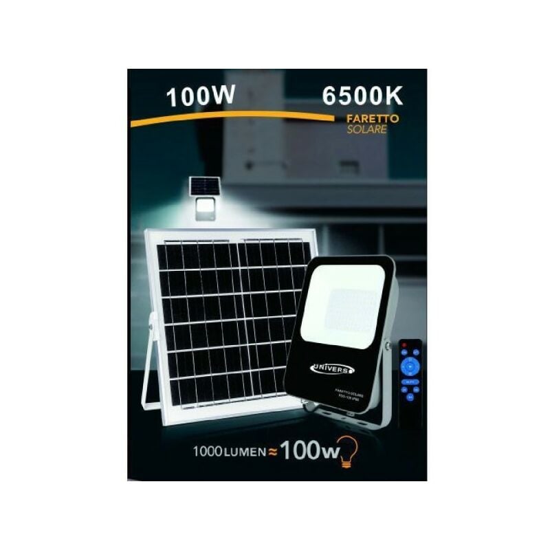 V-TAC VT-200W Projecteur solaire LED 200W avec télécommande IR blanc froid  6000K Corps noir IP65 - 94026