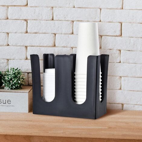 Pappbecherhalter, Einweg-Pappbecherspender, Becherspender, gerader Kunststoffbecherhalter mit Deckeln, Pappbecherhalter-Organizer mit 2 Fächern