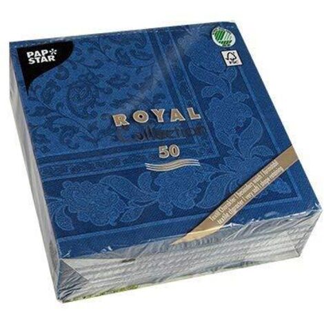 Papstar 11665-50 tovaglioli della collezione Royal 1/4, 40 x 40 cm, colore: Blu scuro con decorazioni