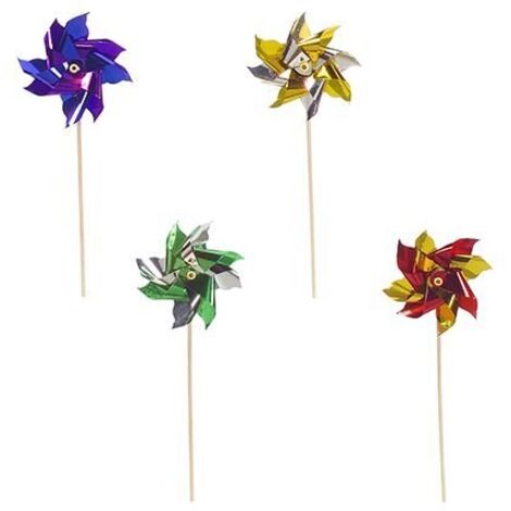Papstar 16688 Partito Raccoglie Mulino a Vento, 17,5 cm, 100 Pezzi, Colori Assortiti, Alluminio