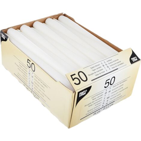 Papstar 17966 Cylinder White - Candele di cera, Confezione da 50 pezzi