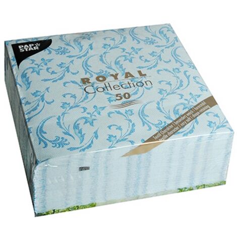 Papstar, 50 tovaglioli "Royal Collection" 1/4 piegati 40 cm x 40 cm, turchese "Damascato", 85003