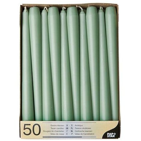 PAPSTAR LOT DE 50 BOUGIES DE CHANDELIER - DIAMÈTRE : 2,2 CM - VERT JADE - 88341