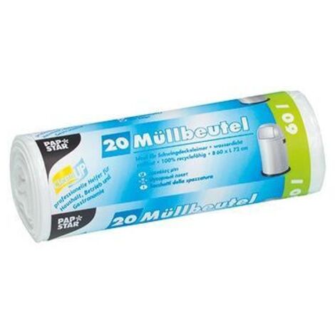 PAPSTAR Müllbeutel 12104 72x60cm 60l LDPE weiß 20 St./Pack.