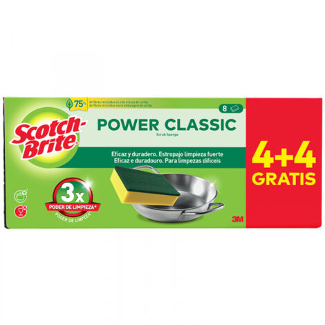 Paq. 8 estropajos clasicos fibra verde 7100325013 scotch brite