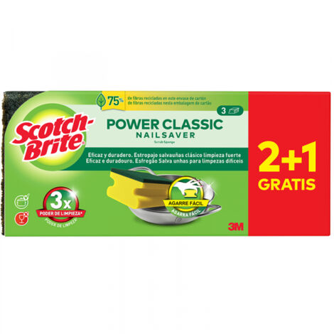 Paquet. 3 tampons à récurer en fibre verte sauvent les ongles7 100309866 scotch brite