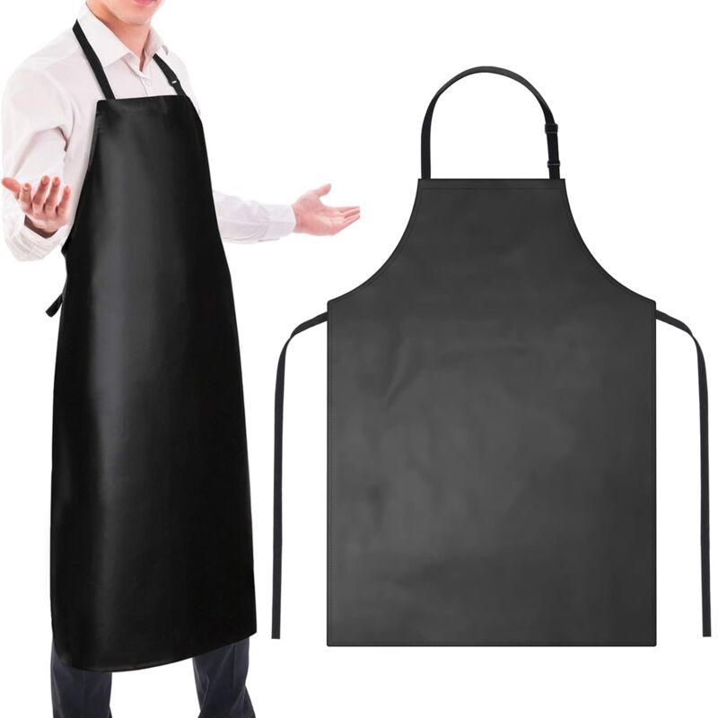 Paquet de 1 pièces Tabliers en vinyle en caoutchouc imperméable Tabliers en plastique réglables Tabliers de travail résistant aux produits chimiques