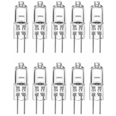 Paquet de 10 Ampoule Halogèn G4,20W,12V,300LM, Dimmable, Ampoule Halogène Lampe de Base à Broche Halogène, Blanc Chaud 2700K pour Hotte de Cuisine, Lustre