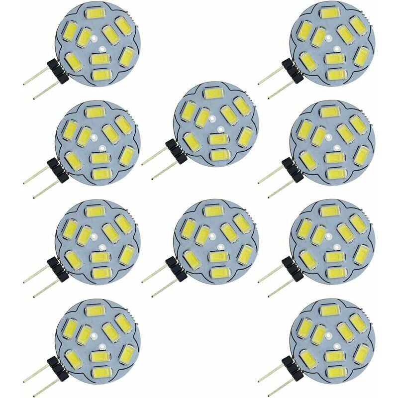 Ersandy - Paquet de 10 ampoules à led G4 9 smd 5730 12V ac/dc à culot bicanal encastré au plafond encastré au plafond Ampoule led de remplacement