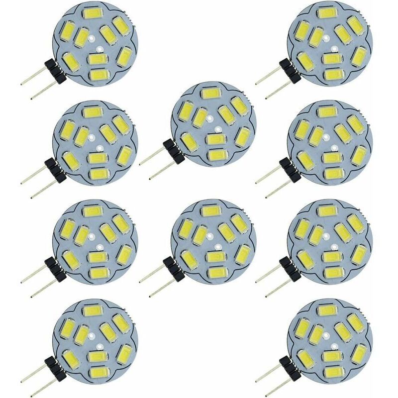 Ersandy - Paquet de 10 ampoules à led G4 9 smd 5730 12V ac/dc à culot bicanal encastré au plafond encastré au plafond Ampoule led de remplacement