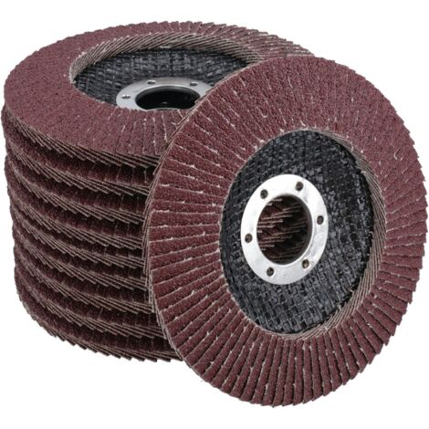 Paquet de 10 meules à tambour de 125 mm pour meuler l'acier inoxydable, le bois et le métal, grain 60 (rouge)