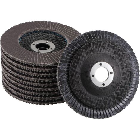 Paquet de 10 meules de 125 mm pour meuler l'acier inoxydable, le bois et le métal, grain 60 (noir)