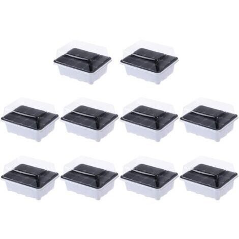 Paquet de 10 Plateaux de Semences Plateau de Germination Plateaux de démarrage Diffuseurs de serres Plant Grooming Set de serre intérieure pour la culture des plantes(12 cavités)