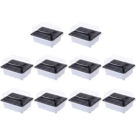 Paquet de 10 Plateaux de Semences Plateau de Germination Plateaux de démarrage Diffuseurs de serres Plant Grooming Set de serre intérieure pour la culture des plantes(12 cavités)