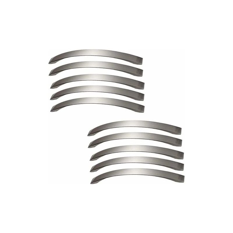 Paquet de 10 poignées de meubles minimalistes modernes - Chrome - Poignées de porte en nickel brossé Poignées de tiroir d'armoire de cuisine en acier