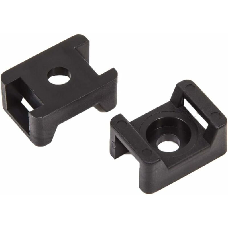 Ersandy - Paquet de 100 - Attache de câble noire Cradle Cable Tie Base Zip Tie Wrap Saddle Clip Holder Clamp Wire